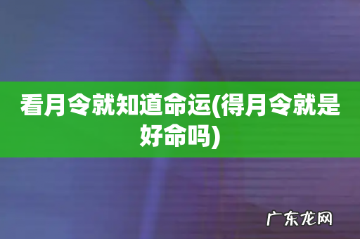 得月令就是好命吗 看月令就知道命运
