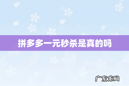 拼多多一元秒杀是真的吗