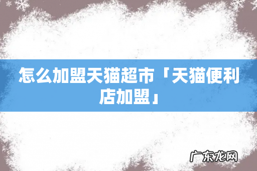 怎么加盟天猫超市「天猫便利店加盟」