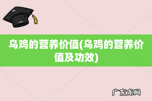 乌鸡的营养价值及功效 乌鸡的营养价值