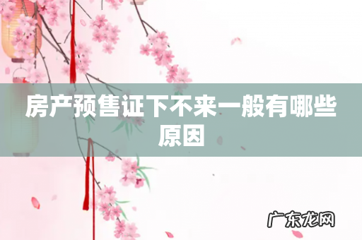 房产预售证下不来一般有哪些原因