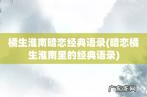 暗恋橘生淮南里的经典语录 橘生淮南暗恋经典语录