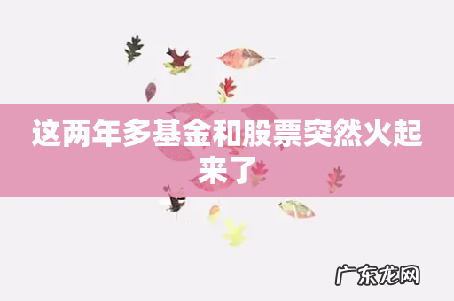 这两年多基金和股票突然火起来了