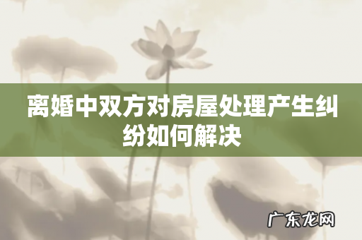 离婚中双方对房屋处理产生纠纷如何解决