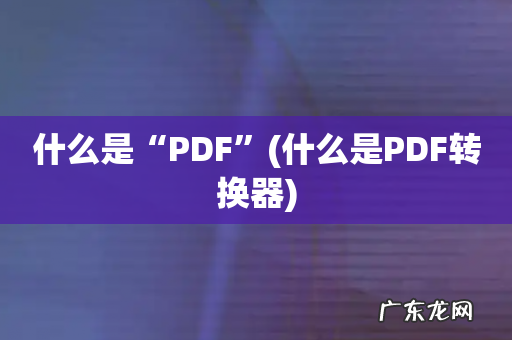 什么是PDF转换器 什么是“PDF”