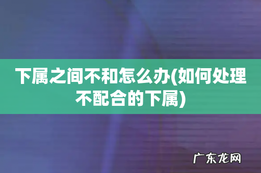 如何处理不配合的下属 下属之间不和怎么办