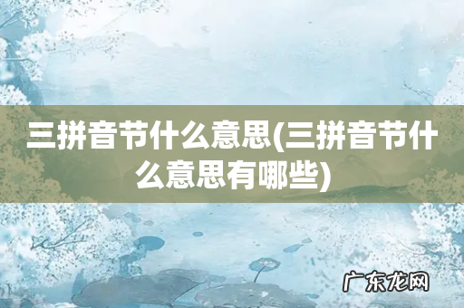 三拼音节什么意思有哪些 三拼音节什么意思