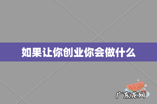 如果让你创业你会做什么