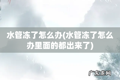 水管冻了怎么办里面的都出来了 水管冻了怎么办