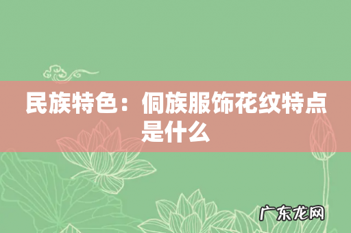民族特色：侗族服饰花纹特点是什么