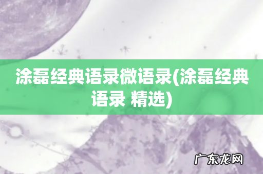 涂磊经典语录 精选 涂磊经典语录微语录