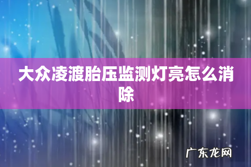 大众凌渡胎压监测灯亮怎么消除