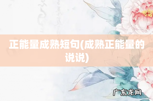 成熟正能量的说说 正能量成熟短句