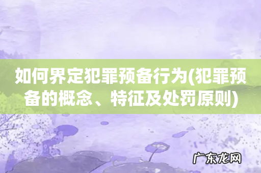 犯罪预备的概念、特征及处罚原则 如何界定犯罪预备行为