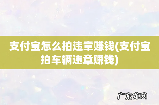 支付宝拍车辆违章赚钱 支付宝怎么拍违章赚钱