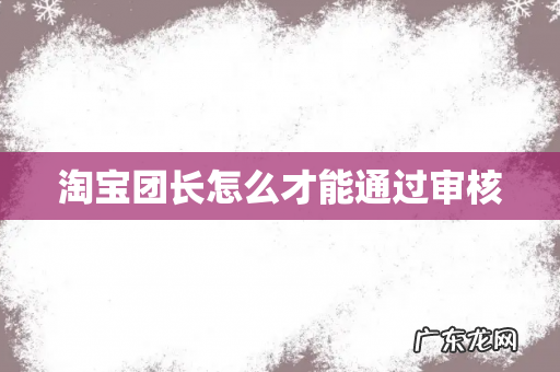 淘宝团长怎么才能通过审核