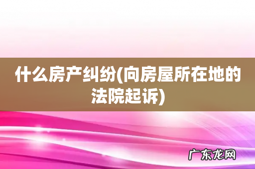 向房屋所在地的法院起诉 什么房产纠纷