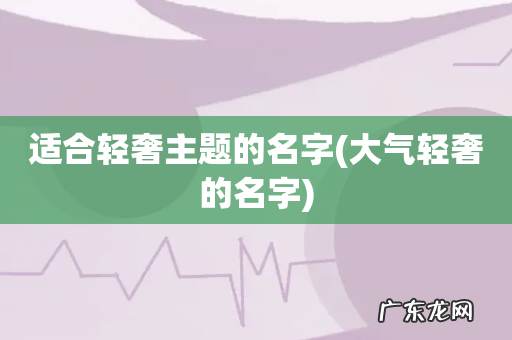 大气轻奢的名字 适合轻奢主题的名字