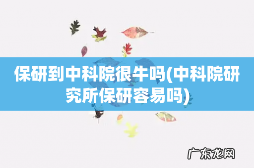 中科院研究所保研容易吗 保研到中科院很牛吗