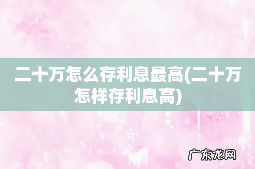 二十万怎样存利息高 二十万怎么存利息最高