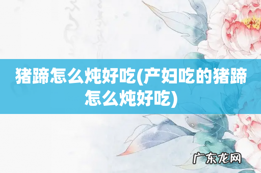 产妇吃的猪蹄怎么炖好吃 猪蹄怎么炖好吃