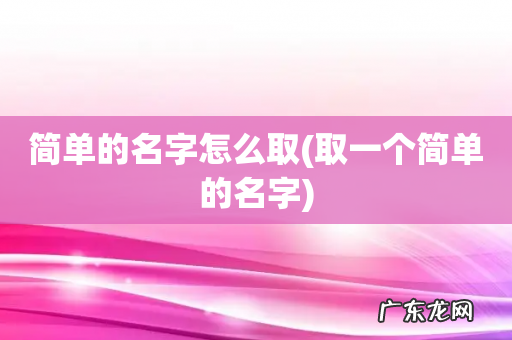 取一个简单的名字 简单的名字怎么取