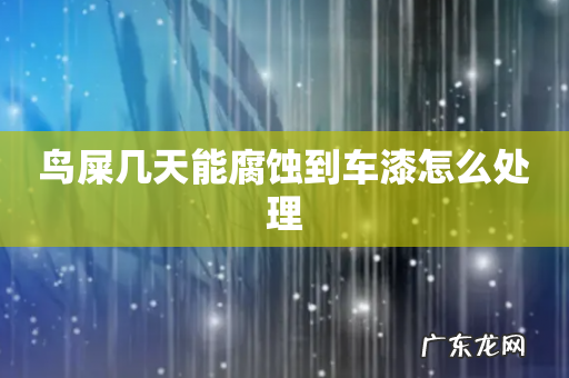 鸟屎几天能腐蚀到车漆怎么处理