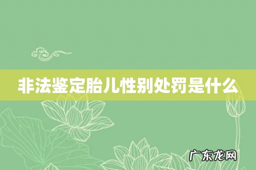 非法鉴定胎儿性别处罚是什么