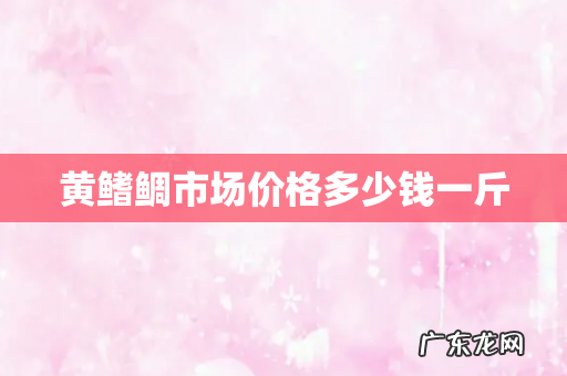 黄鳍鲷市场价格多少钱一斤