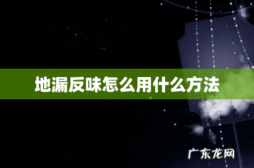 地漏反味怎么用什么方法