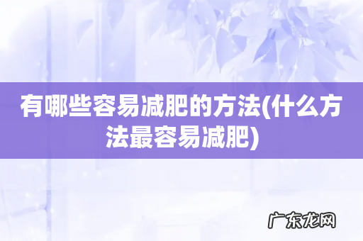 什么方法最容易减肥 有哪些容易减肥的方法