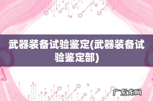 武器装备试验鉴定部 武器装备试验鉴定