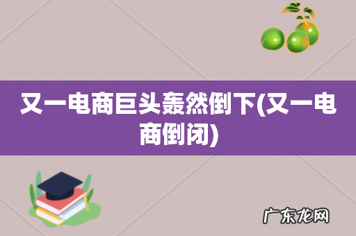 又一电商倒闭 又一电商巨头轰然倒下