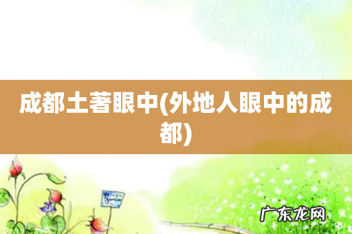 外地人眼中的成都 成都土著眼中