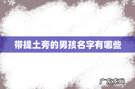 带提土旁的男孩名字有哪些