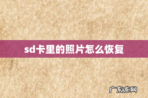 sd卡里的照片怎么恢复