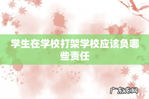 学生在学校打架学校应该负哪些责任