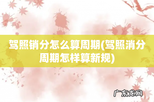 驾照消分周期怎样算新规 驾照销分怎么算周期
