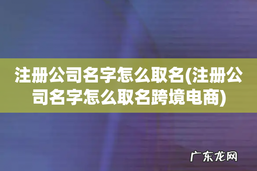 注册公司名字怎么取名跨境电商 注册公司名字怎么取名
