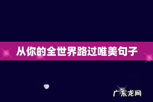 从你的全世界路过唯美句子