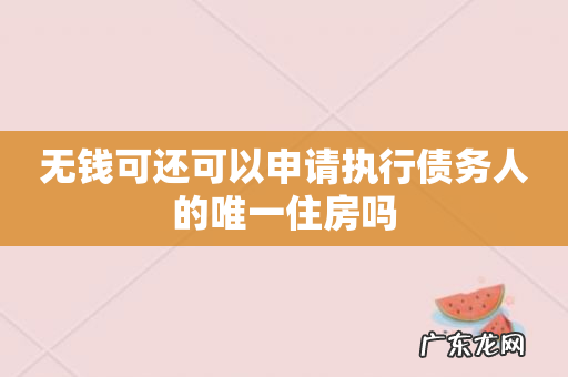 无钱可还可以申请执行债务人的唯一住房吗