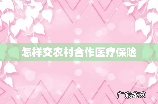 怎样交农村合作医疗保险