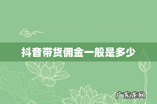 抖音带货佣金一般是多少