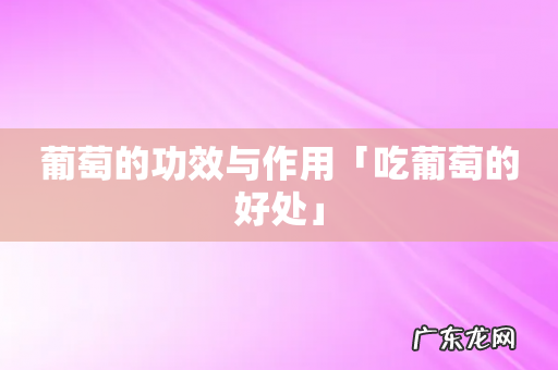 葡萄的功效与作用「吃葡萄的好处」