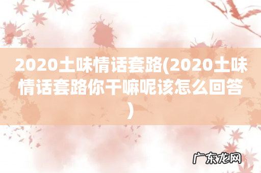 2020土味情话套路你干嘛呢该怎么回答 2020土味情话套路