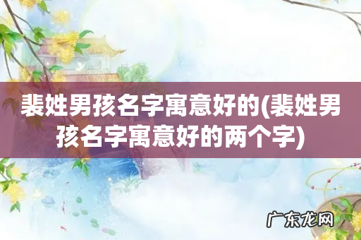 裴姓男孩名字寓意好的两个字 裴姓男孩名字寓意好的