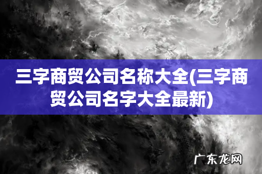 三字商贸公司名字大全最新 三字商贸公司名称大全