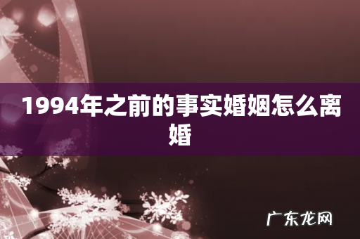 1994年之前的事实婚姻怎么离婚