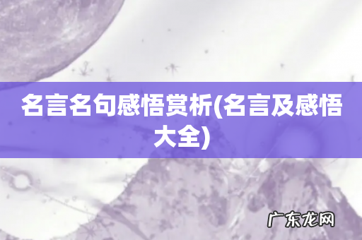 名言及感悟大全 名言名句感悟赏析