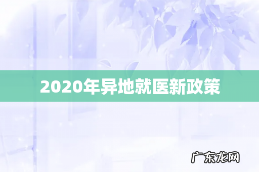 2020年异地就医新政策